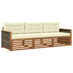 vidaXL Outdoor-Sofagarnitur mit Kissen 3 pcs Natur und Creme