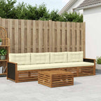 vidaXL Outdoor-Sofagarnitur 5 pcs Natur und Creme Massivholz Akazie