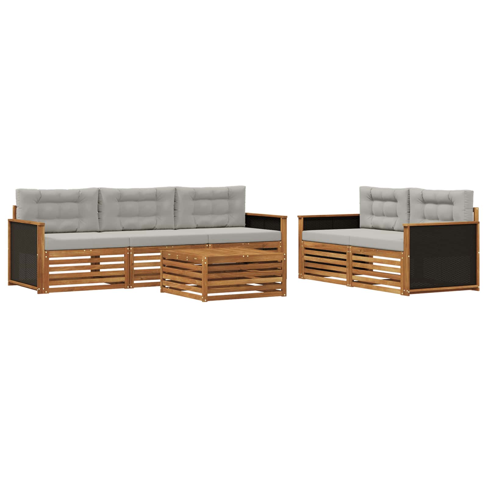 vidaXL Outdoor-Sofagarnitur 6 pcs Natürlich und Hellgrau