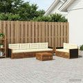 vidaXL Outdoor-Sofagarnitur mit Kissen 7 pcs Natur und Creme Polyester