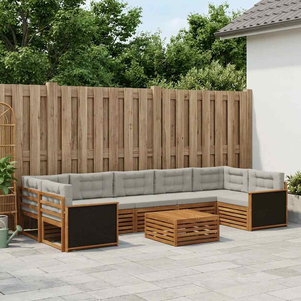 vidaXL Outdoor-Sofagarnitur 8 pcs Natürlich und Hellgrau