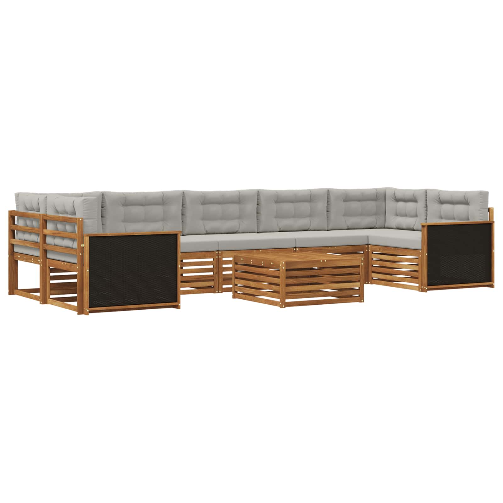 vidaXL Outdoor-Sofagarnitur 8 pcs Natürlich und Hellgrau