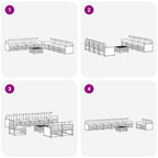 vidaXL Outdoor-Sofagarnitur 9 pcs Natürlich und Hellgrau Polyester