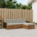 vidaXL Outdoor-Sofagarnitur 4 pcs Natürlich und Hellgrau Polyester