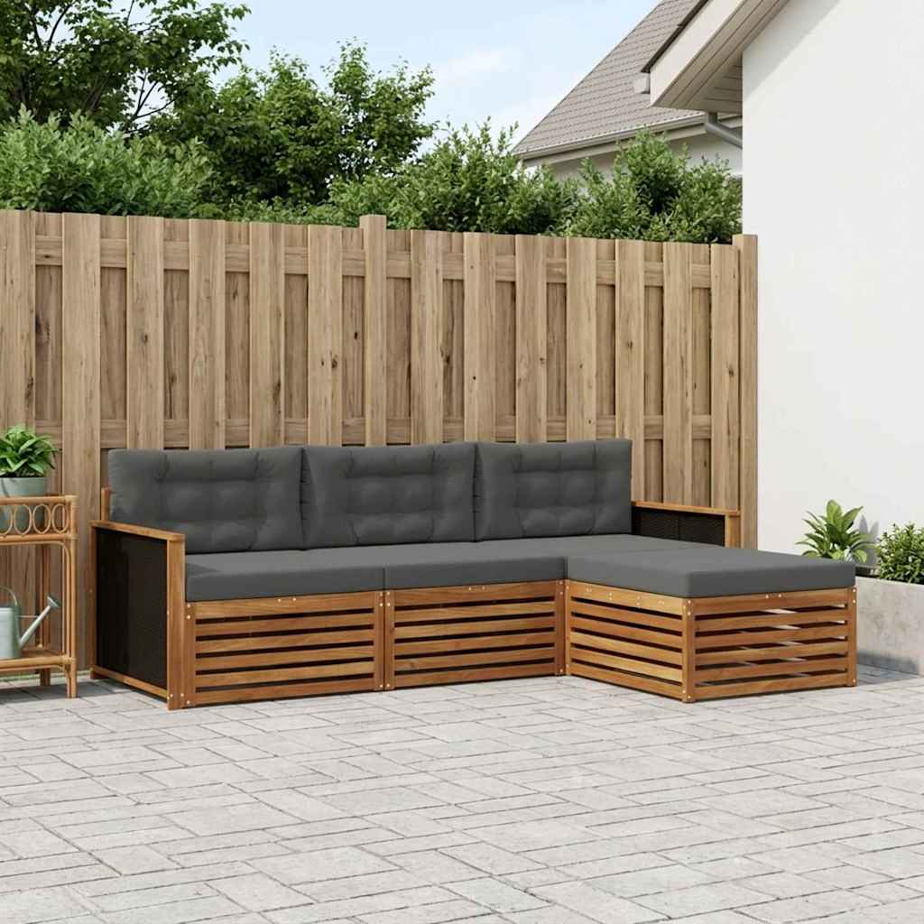 vidaXL Outdoor-Sofagarnitur 4 pcs Natur und Anthrazit Polyester