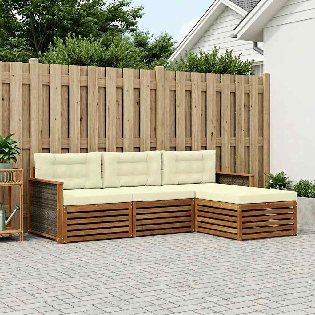 vidaXL Outdoor-Sofagarnitur Natur und Creme 249,5 x 162,5 x 73 cm