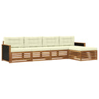 vidaXL Outdoor-Sofagarnitur mit Kissen 5 pcs Natur und Creme Polyester