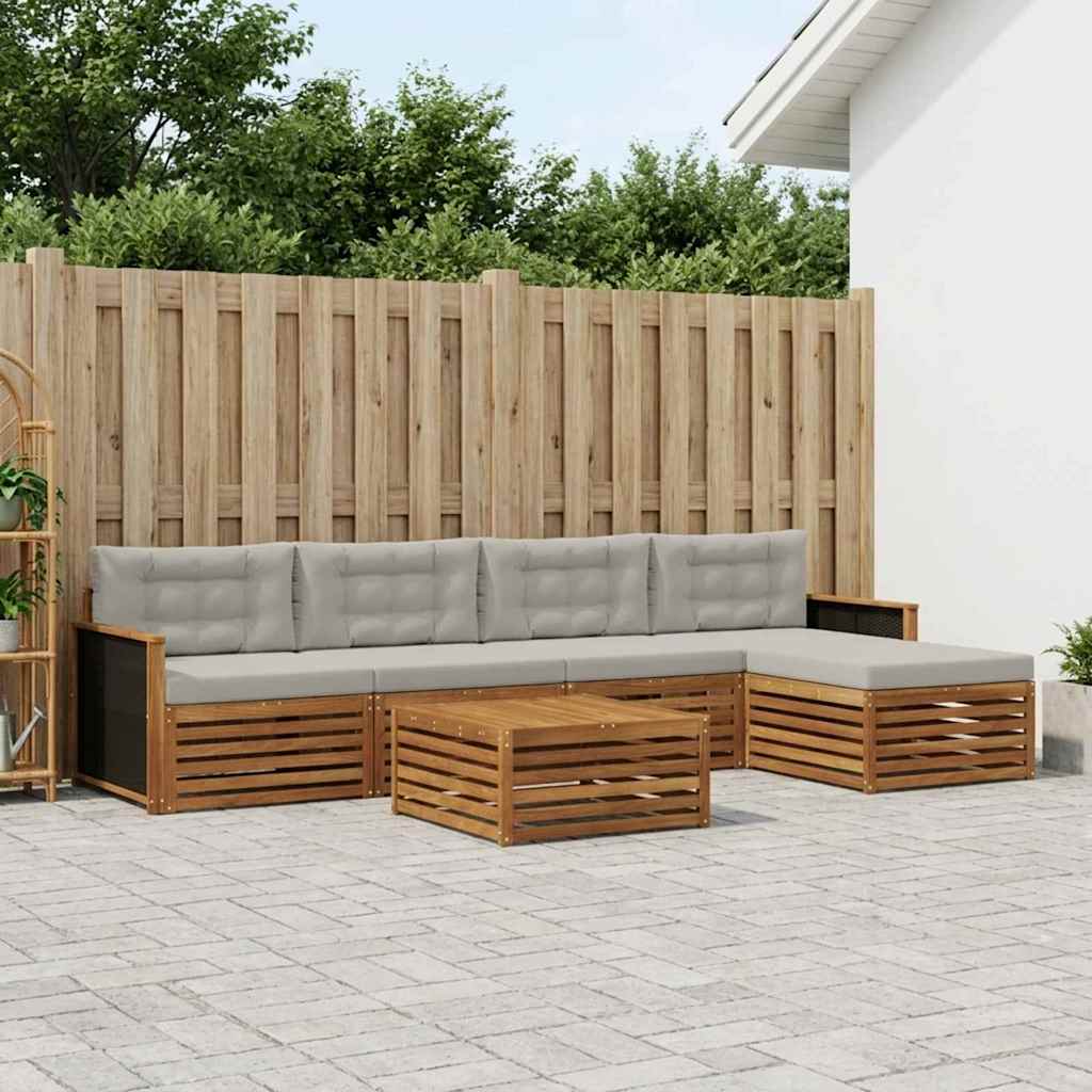 vidaXL Outdoor-Sofagarnitur 6 pcs Natürlich und Hellgrau