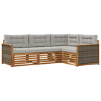 vidaXL Outdoor-Sofagarnitur mit Kissen 4 pcs Natürlich und Hellgrau