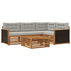 vidaXL Outdoor-Sofagarnitur 5 pcs Natürlich und Hellgrau