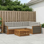 vidaXL Outdoor-Sofagarnitur mit Kissen 5 pcs Natürlich und Hellgrau