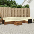 vidaXL Outdoor-Sofagarnitur 7 pcs Natur und Creme 79 x 79 x 37 cm