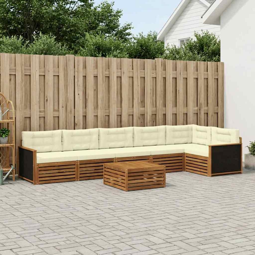 vidaXL Outdoor-Sofagarnitur 7 pcs Natur und Creme 79 x 79 x 37 cm