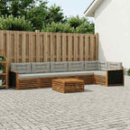 vidaXL Outdoor-Sofagarnitur 7 pcs Natürlich und Hellgrau