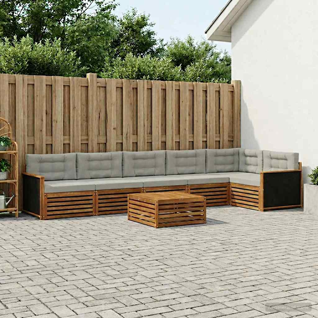 vidaXL Outdoor-Sofagarnitur 7 pcs Natürlich und Hellgrau