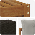 vidaXL Outdoor-Sofagarnitur 7 pcs Natürlich und Hellgrau Polyester
