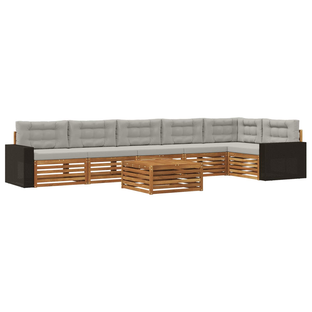 vidaXL Outdoor-Sofagarnitur 7 pcs Natürlich und Hellgrau Polyester