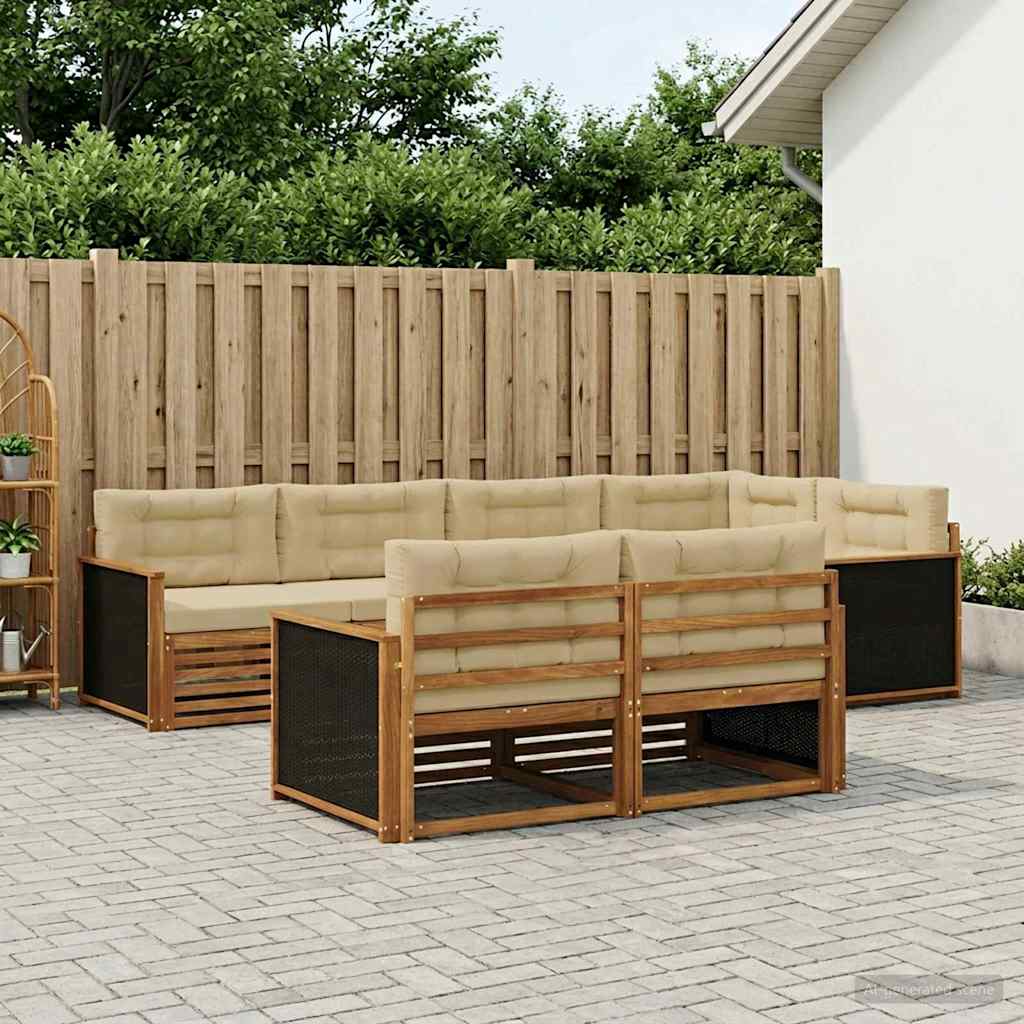 vidaXL Outdoor-Sofagarnitur mit Kissen 7 pcs