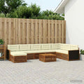 vidaXL Outdoor-Sofagarnitur 9 pcs Natur und Creme Massivholz Akazie