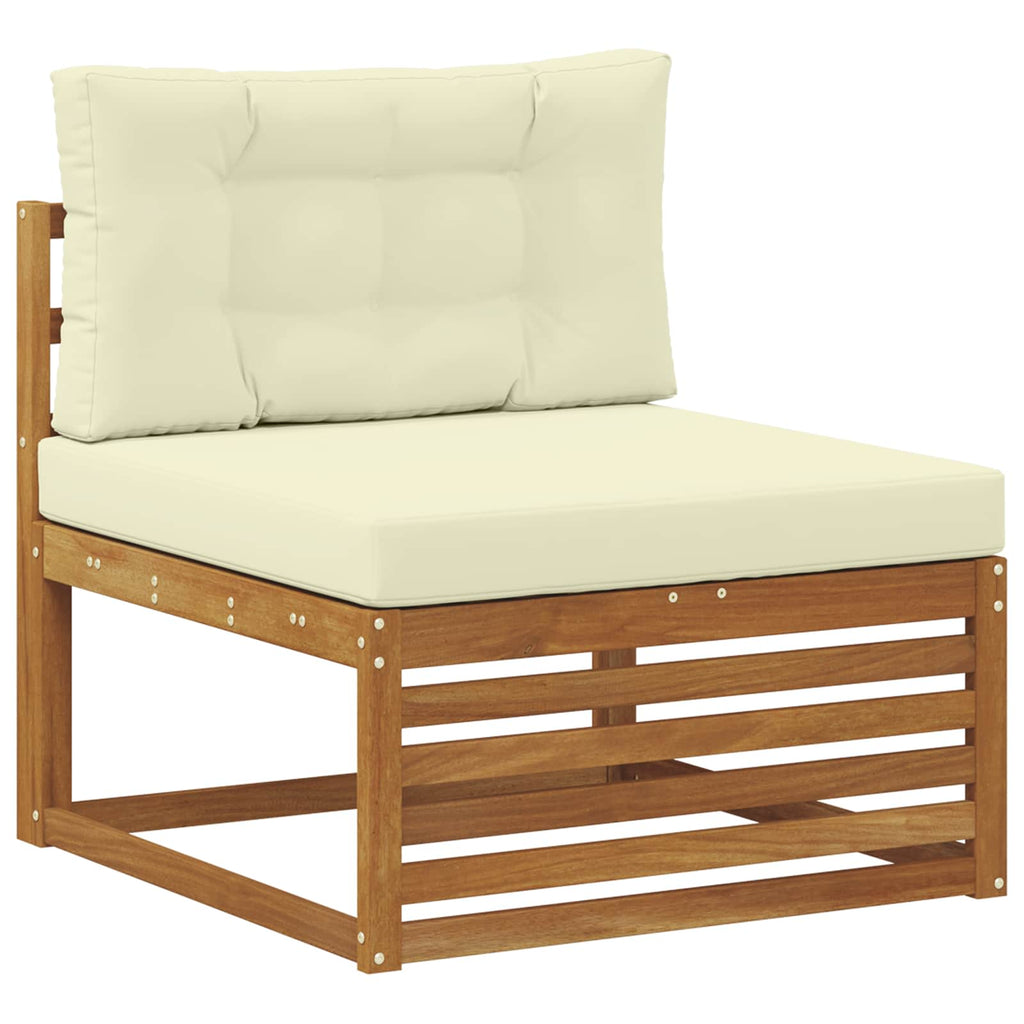 vidaXL Outdoor-Sofagarnitur 9 pcs Natur und Creme Massivholz Akazie