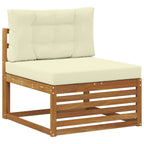vidaXL Outdoor-Sofagarnitur 9 pcs Natur und Creme Massivholz Akazie