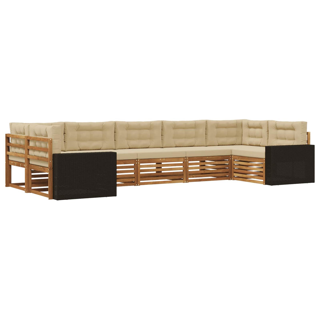 vidaXL Outdoor-Sofagarnitur 7 pcs Natur und Beige Massivholz Akazie