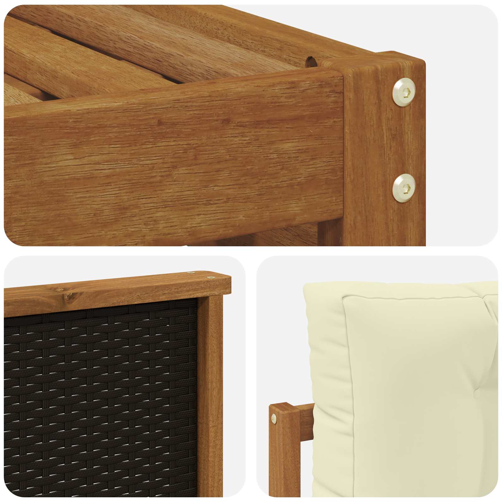 vidaXL Outdoor-Sofagarnitur 10 pcs Natur und Creme Massivholz Akazie