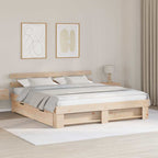 vidaXL Bettrahmen mit Kopfteil Braun 200 x 200 cm Massives Kiefernholz