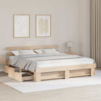 vidaXL Bettrahmen mit Kopfteil Braun 200 x 200 cm Massives Kiefernholz
