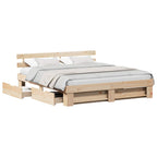 vidaXL Bettrahmen mit Kopfteil Braun 200 x 200 cm Massives Kiefernholz