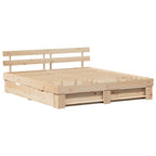 vidaXL Bettrahmen mit Kopfteil Braun 200 x 200 cm Massives Kiefernholz