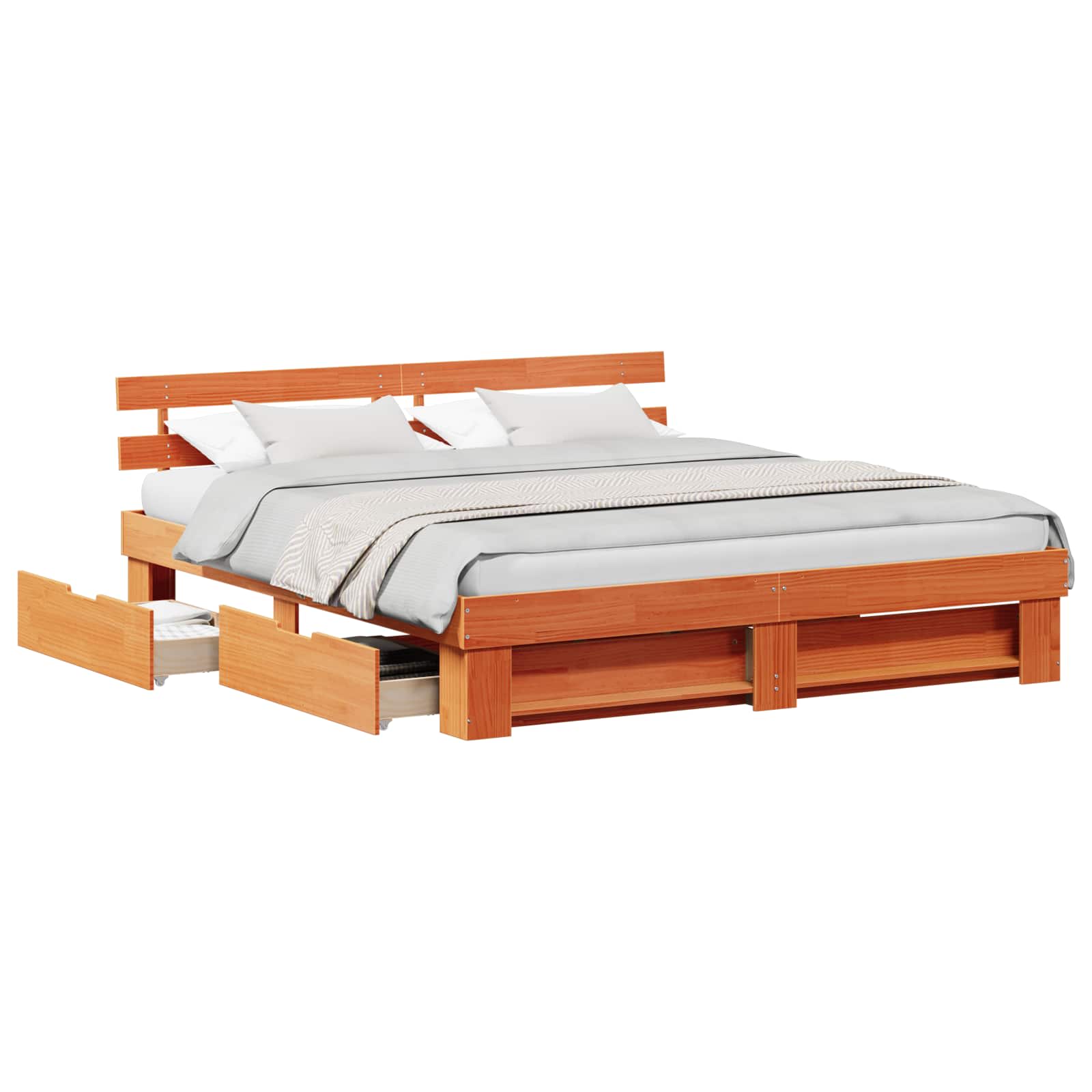 vidaXL Bettrahmen Wachsbraun 200 x 200 cm Massives Kiefernholz