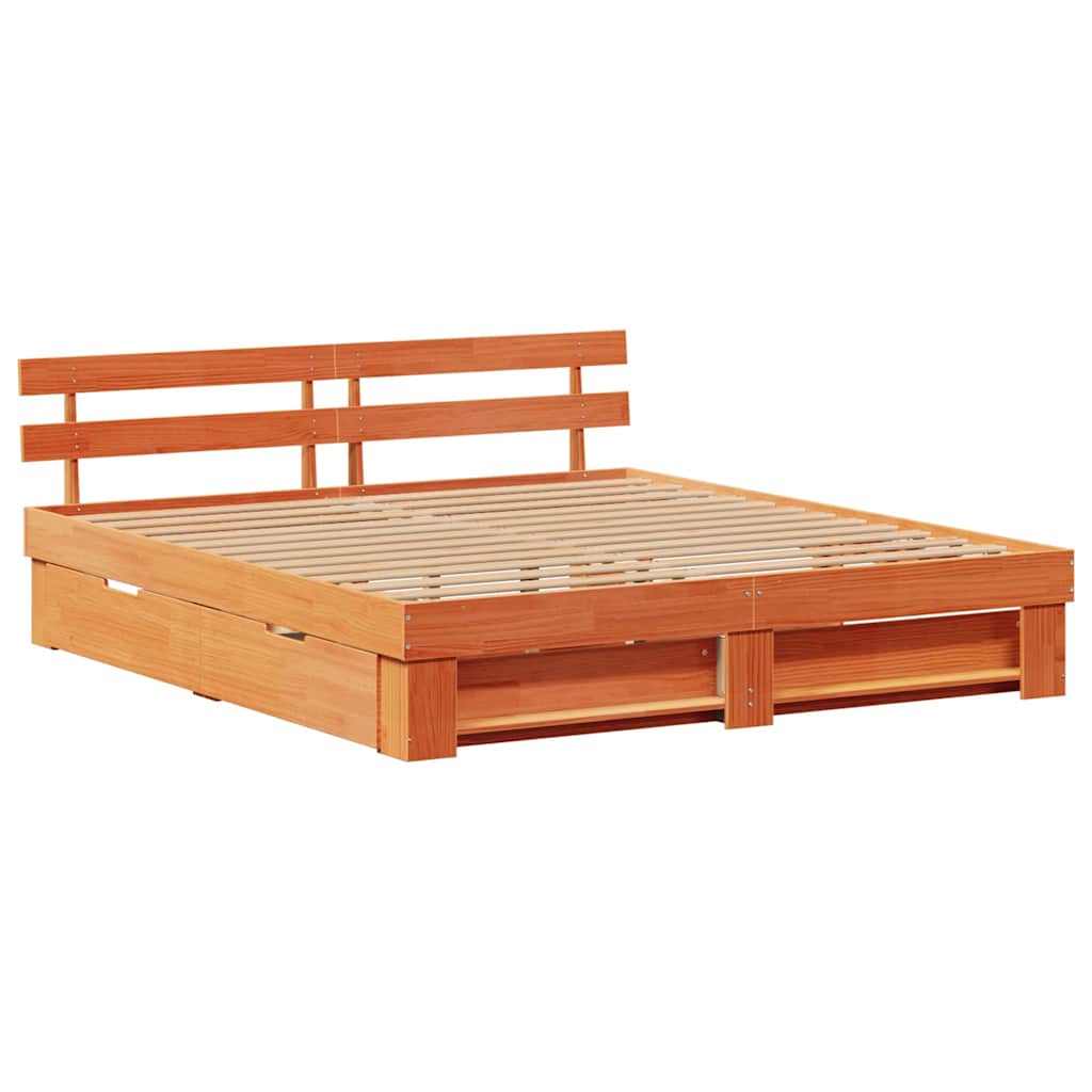 vidaXL Bettrahmen Wachsbraun 200 x 200 cm Massives Kiefernholz