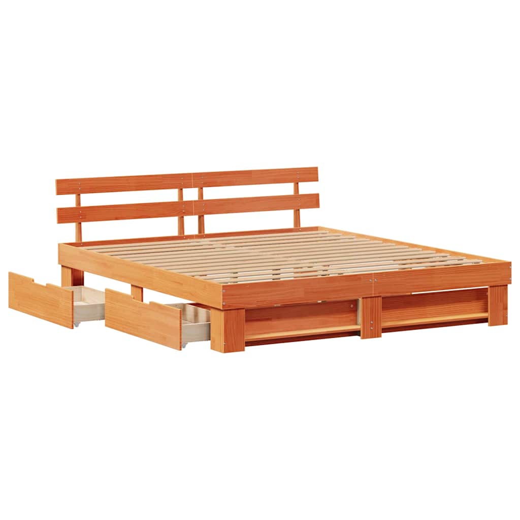 vidaXL Bettrahmen Wachsbraun 200 x 200 cm Massives Kiefernholz