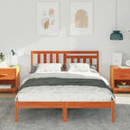 vidaXL Bettgestell Wachsbraun 135 x 190 cm Massivholz Kiefer