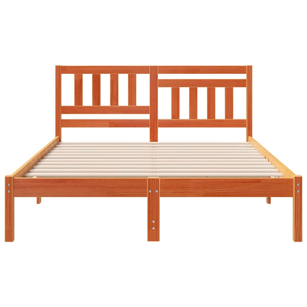 vidaXL Bettgestell Wachsbraun 135 x 190 cm Massivholz Kiefer