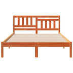 vidaXL Bettgestell Wachsbraun 135 x 190 cm Massivholz Kiefer