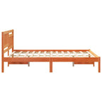 vidaXL Bettgestell Wachsbraun 135 x 190 cm Massivholz Kiefer