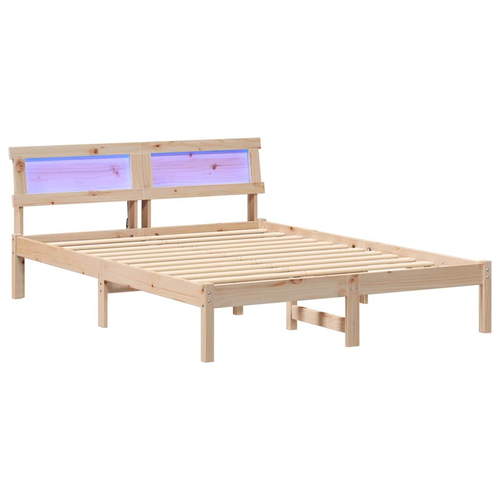 vidaXL Bettrahmen mit Kopfteil Braun 135 x 190 cm Massives Kiefernholz