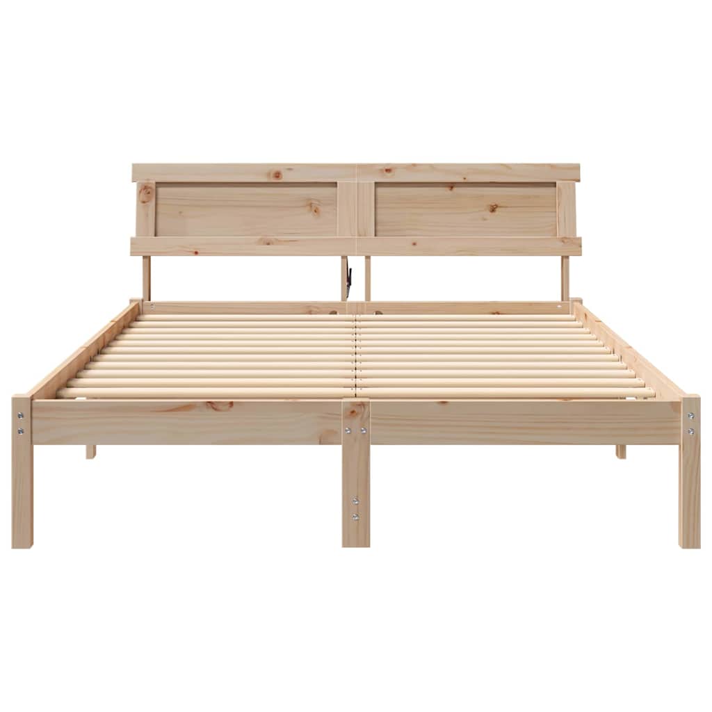 vidaXL Bettrahmen mit Kopfteil Braun 135 x 190 cm Massives Kiefernholz