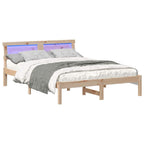 vidaXL Bettrahmen mit Kopfteil Braun 135 x 190 cm Massives Kiefernholz