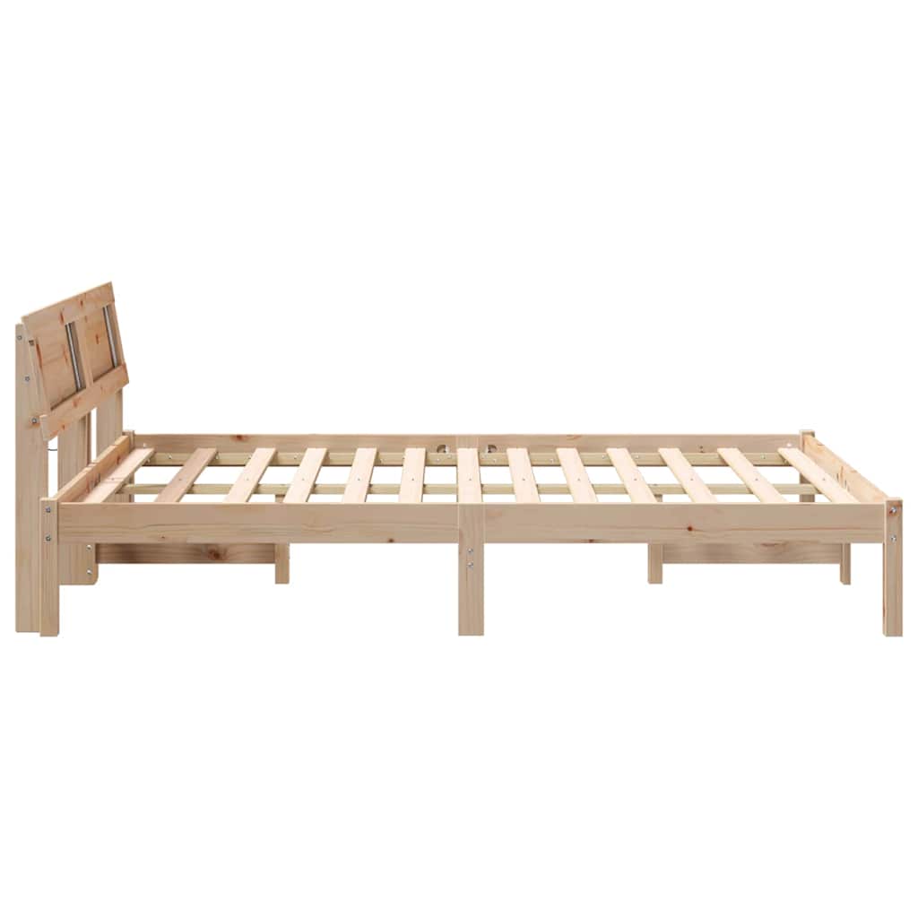 vidaXL Bettrahmen mit Kopfteil Braun 135 x 190 cm Massives Kiefernholz