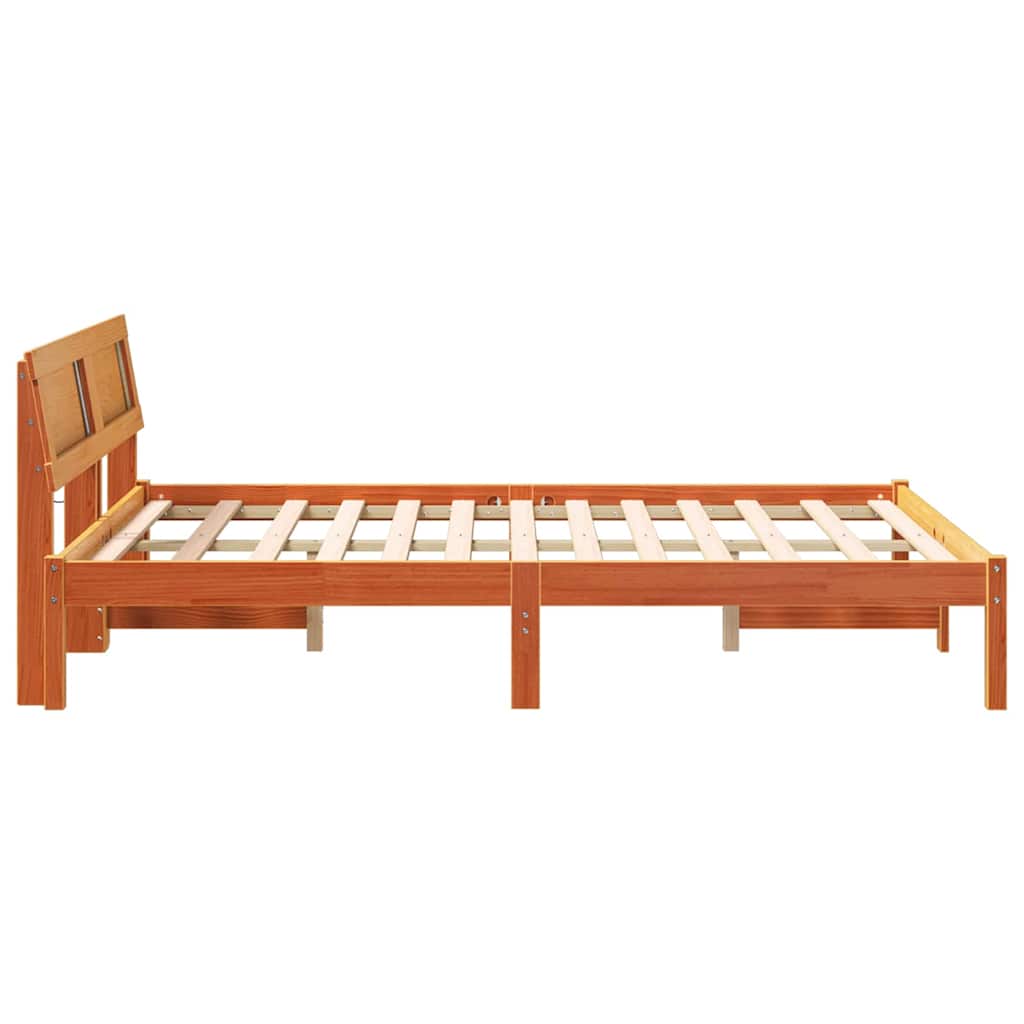 vidaXL Bettrahmen Wachsbraun 135 x 190 cm Massives Kiefernholz