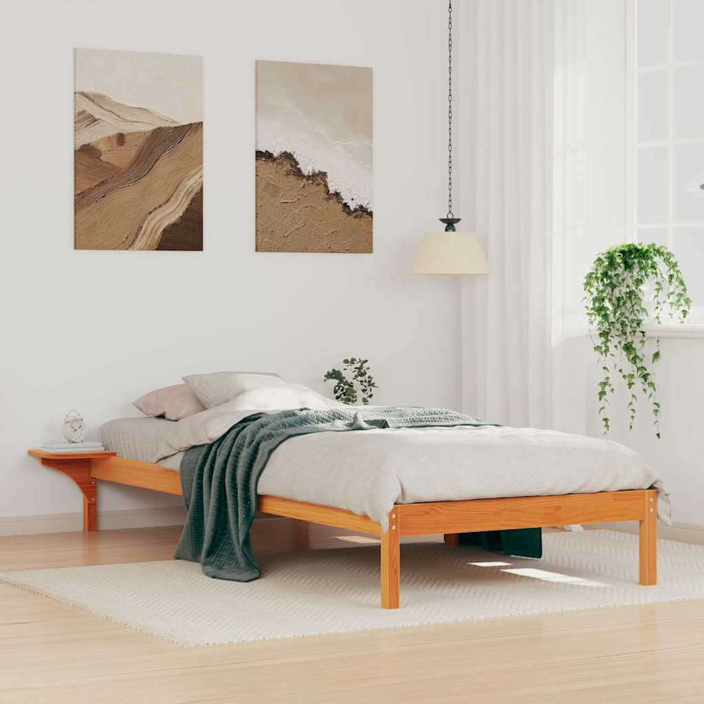 vidaXL Bettgestell mit Nachttischen Wachsbraun 80 x 210 cm