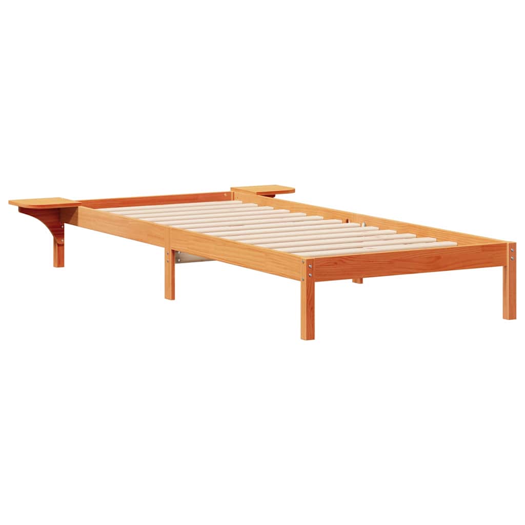 vidaXL Bettgestell mit Nachttischen Wachsbraun 80 x 210 cm