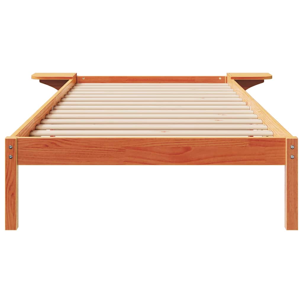 vidaXL Bettgestell mit Nachttischen Wachsbraun 80 x 210 cm