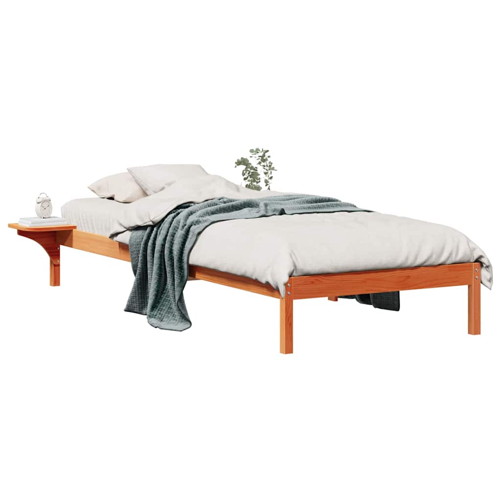 vidaXL Bettgestell mit Nachttischen Wachsbraun 80 x 210 cm