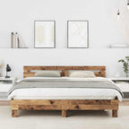 vidaXL Bettrahmen mit Kopfteil Altholz 203 x 185 x 70 cm Holzwerkstoff