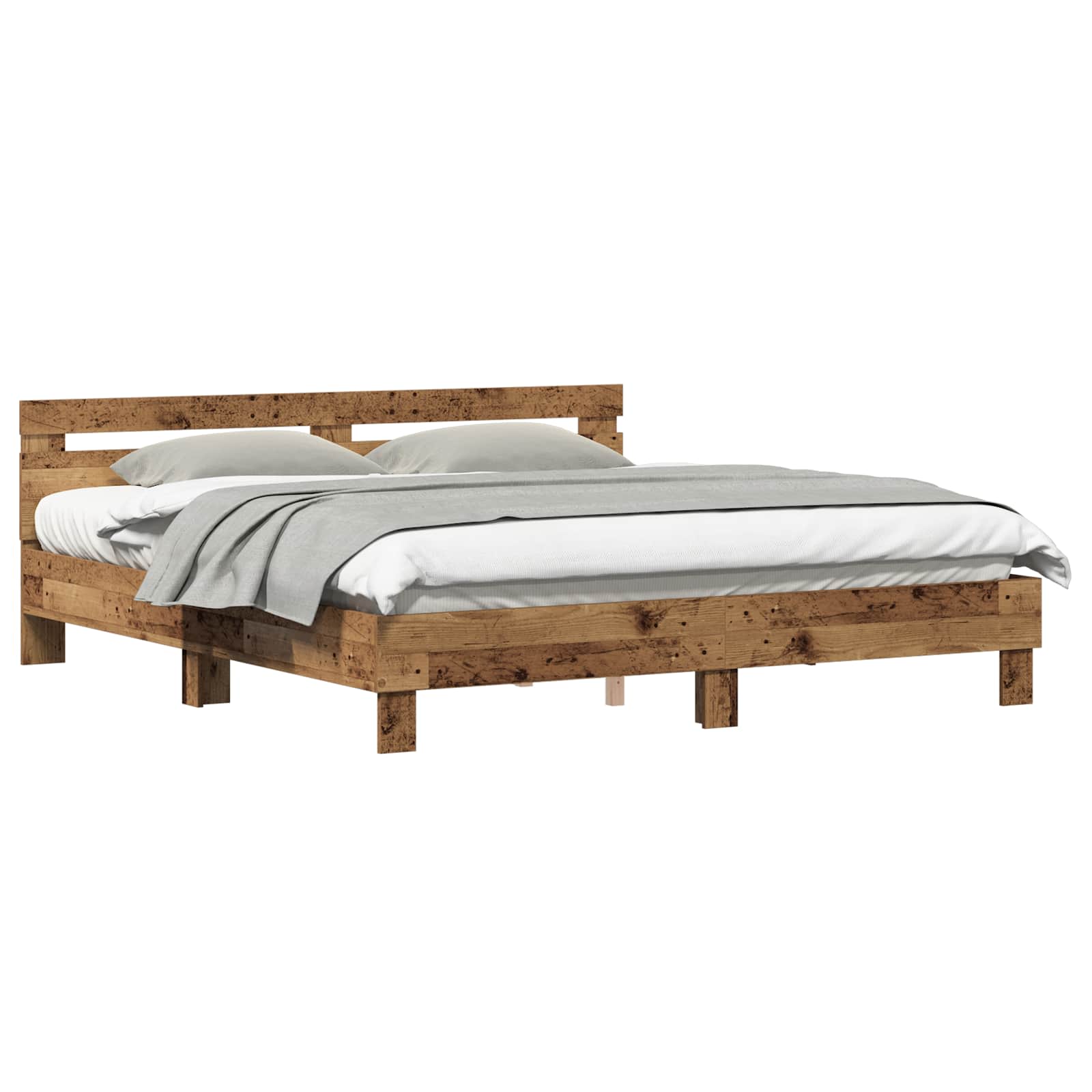 vidaXL Bettrahmen mit Kopfteil Altholz 203 x 185 x 70 cm Holzwerkstoff