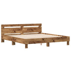 vidaXL Bettrahmen mit Kopfteil Altholz 203 x 185 x 70 cm Holzwerkstoff